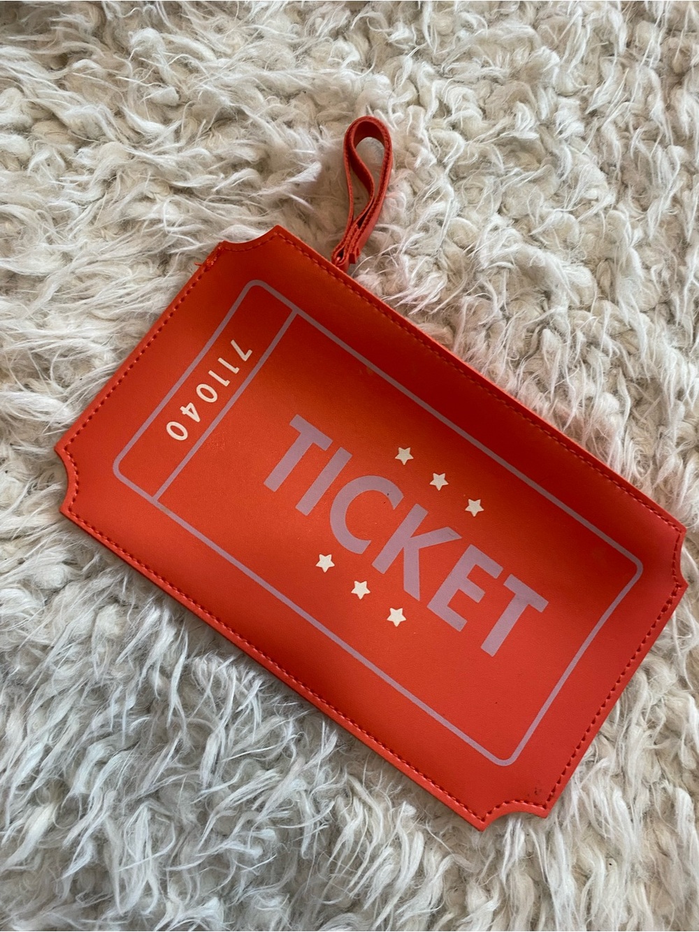 Orange 'Ticket' Zip Wristlet Pouch